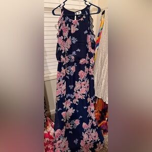 Old Navy Navy Dress with Pink and Blue Floral Design